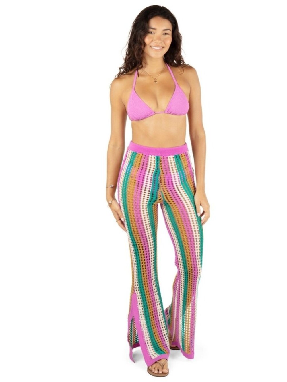 Hurley Juniors' Crocheted Pull-On Cover-Up Beach Pants, Orchid, Multi